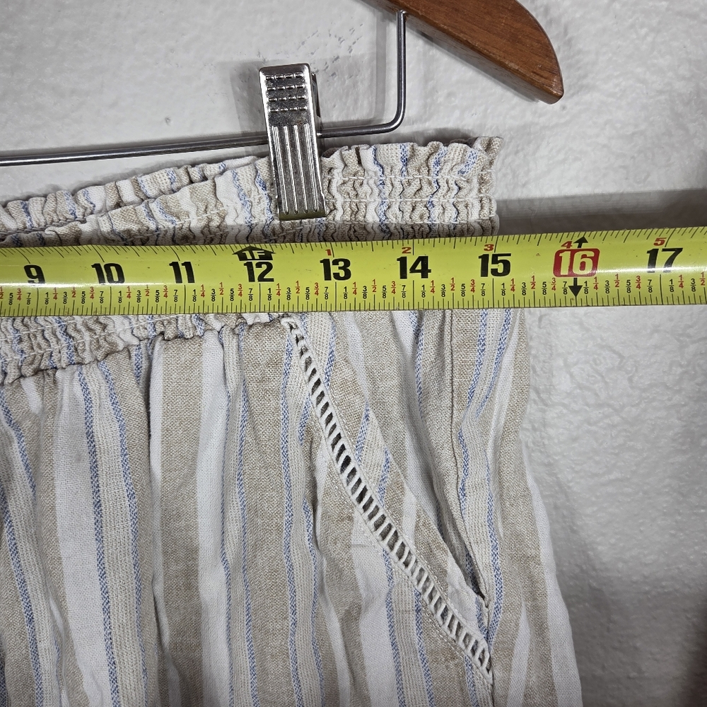 Briggs Ladies' Linen Blend Short Size Large Cream Striped Embroidered - Picture 15 of 16